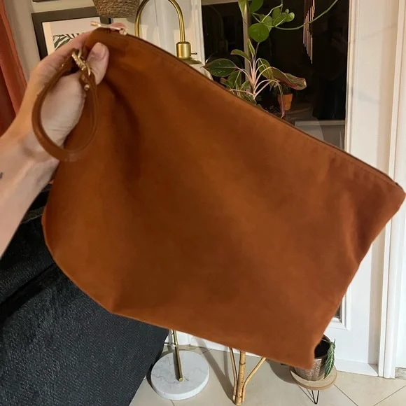 INZI cognac/orange tone XL wristlet / clutch - Picture 1 of 5